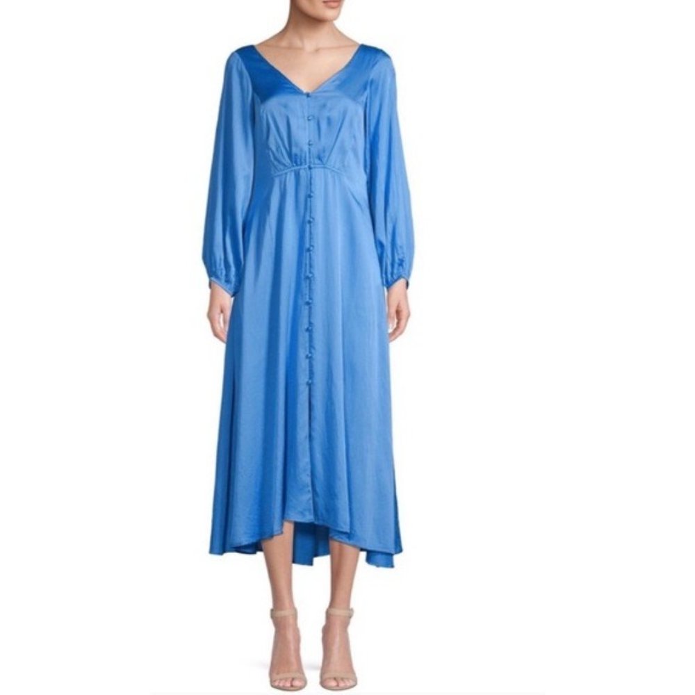 Free People Midi Dress Satin V-Neck Open Cross Back Size 2 New w/Tag